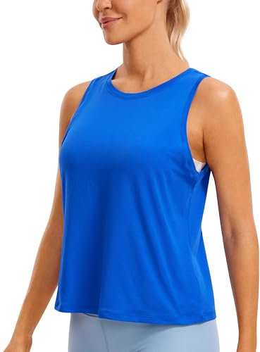CRZ YOGA Damen Pima Baumwolle Ärmelloses Locker Tank Tops Übung Gym Yoga Tops Athletische Shirts Starkes Blau 44