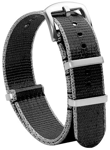TStrap Nato Uhrenarmband 20mm Nylon - Grau Schwarz Armband Uhren für Herren Damen Ersatz - Weich Schnellwechsel Uhrband Ersatzarmband Uhr - 18mm 20mm 22mm 24mm