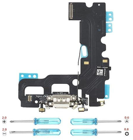 iYAiYO Connecteur Dock Flex Câble compatible avec iPhone 7 A1660, A1778, A1779, A1780, A1853, A1866 Port de charge Connecteur chargeur avec câble flexible incl tournevis-blanc