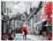 wandmotiv24 Leinwandbild Malerei, Paar, Regenschirm, Querformat M0611