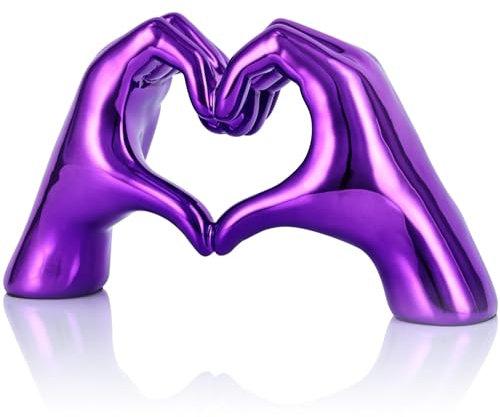 Lila Herz-Hände-Dekoration für Wohnzimmer, Schlafzimmer, Bücherregal, Couchtisch, Liebesaufsätze, ästhetische Statue und Skulptur, Boho-Hochzeitsakzente, Dekoration, Krimskrams, Heimdekoration für