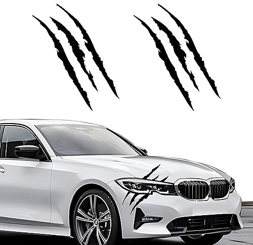 Xoelle 2 Stück Monster Klaue Auto Aufkleber, Scheinwerfer Aufkleber, Wasserfeste Autoaufkleber Dekoration, Style Trend Deko Wetterfest UV-Beständig für Wohnmobil, Wohnwagen, Auto(Schwarz)