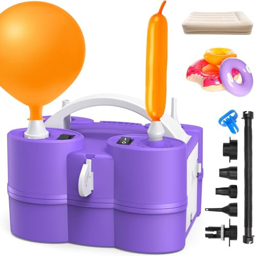 Keaibuding Bomba de aire eléctrica 3 en 1 portátil para inflables y globos, inflado rápido para globos de látex de mylar de 260 q, inflador para flotadores de piscina, cama de aire