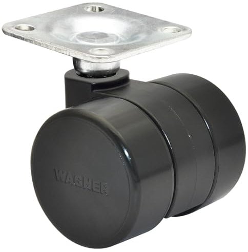 WAGNER Design Möbelrolle/Lenkrolle - hart - Durchmesser Ø 38 mm, Bauhöhe 40 mm, schwarz, Anschraubplatte 42 x 42 mm, Tragkraft 70 kg - Made in Germany - 01003889