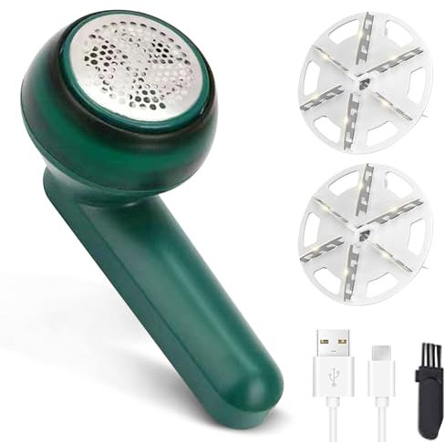 Fusselrasierer Elektrisch, Tragbarer Fusselentferner Elektrisch, Fusselentferner für Pullover und Wolle mit USB Kable und 2 Ersatzklingen, Fusselrasierer Elektrisch für Verschiedene Stoffe & Möbel