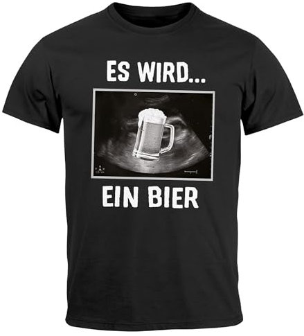 MoonWorks® Herren T-Shirt Männer Bier Alkohol Spruch Partyshirt Fasching Karneval Funshirt Schwarz L
