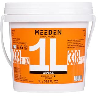 MEEDEN Orange Acrylfarben 1L: Heavy Body Gloss Acryl Farbe für Leinwand Holz Wand Textile, Groß Acrylic Paint - Wasserfest & Ungiftig & Schnelltrocknend - Orange