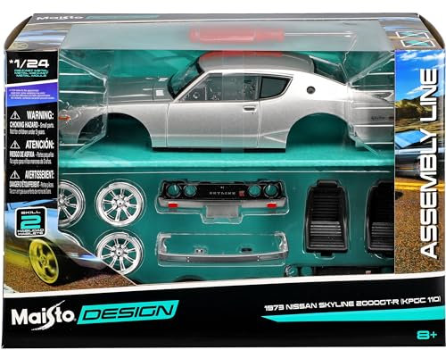 Generisch Nisan Skyline 2000 GT-R KPGC110 Typ C110 Coupe Silber 1972-1977 Bausatz Kit 1/24 Modell Auto