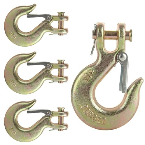 JMIATRY 4 Packs 5/16 Clevis Slip Hook,5/16 Inch Chain Hooks 70 Forged Heavy Duty Safety Chain Hook for 8mm Chain, 17500 Lbs Capacity