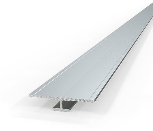 AUPROTEC Aluminium Profil Übergangsprofil Silber eloxiert 100cm Alu Rückwand Verbindungsprofil für 3mm Duschrückwände Wandverkleidung Profilleisten für Küchenrückwand