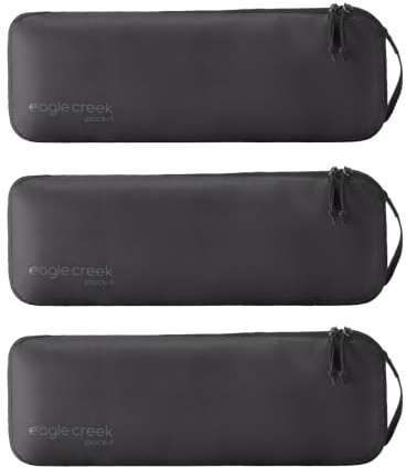 Eagle Creek Pack-It Isolate Slim Cube M/M Set, Schwarz | Kompakter Reise-Organizer für Haarstyling-Werkzeuge, Gürtel und kleine Gegenstände, passt zwischen Trolleyschienen im Gepäck