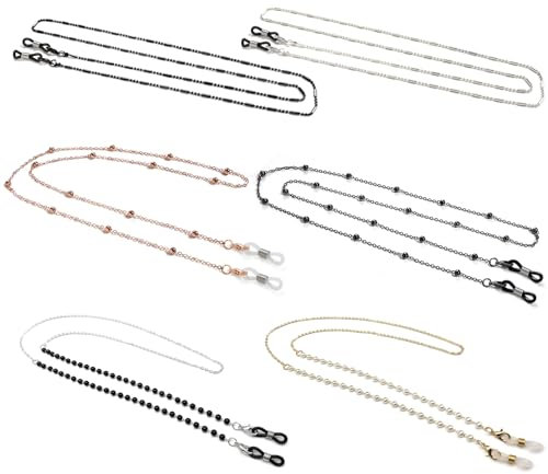 TYXHXTF 6 Pièces Chaîne de Lunettes,Cordon Lunettes Femme, Chaine Lunettes de Soleil, Élégant Chaine Lunettes, Perle Lunettes Chaîne, pour Femmes Hommes