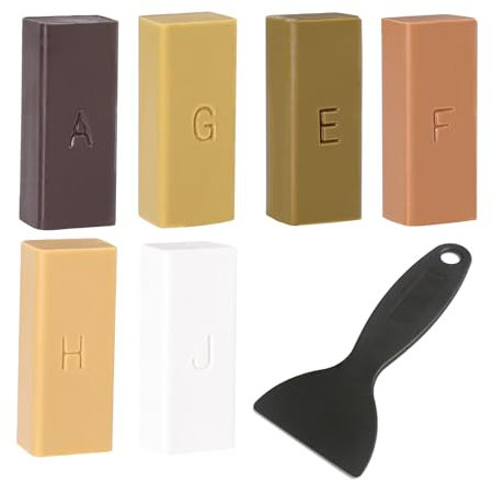 Ovaletta 6 Farben Laminat Reparaturset, Fliesen Reparaturset, Hartwachs Reparaturset, Holzspachtelmasse Parkett Reparaturset für Holzboden, Arbeitsplatte, Tür, Schrank, Treppe