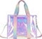 ACUSHLA Große Strandtasche für Damen mit Reißverschluss | Sanddichte, wasserdichte, kippsichere, schillernde, durchsichtige Umhängetasche für Strand, Pool, Reisen, Kreuzfahrt, Boot, Umhängetasche
