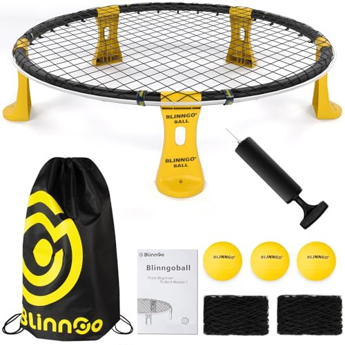 Gziztx Roundnet Outdoor Games Set with Lights Includes 3 Balls, Playing Net and Competition Net, Bag, Pump and Instructions, Enjoy Beach Games Now