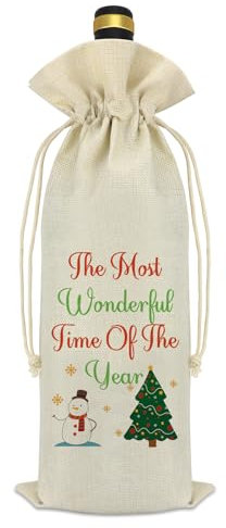 Christmas Wine Gift Bags Xmas Birthday Gifts for Women Men Family Friends Christmas Holiday Party Decoration New Years Wedding Gift Xmas Tree Snowman Reusable Burlap Wine Bottle Covers Supplies