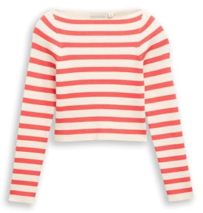 Tom Tailor Mädchen 1049328 Kinder Cropped RIPP Pullover mit Streifenmuster (1er Pack)