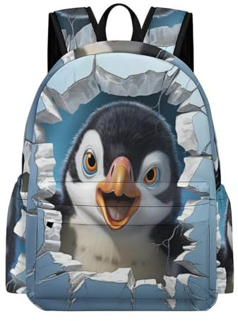 TPISLI Rucksack Jungen 8 Jahre Pinguin Rucksack Für Kinder Von 10 Bis 11 Jahren Schulranzen Mädchen Pinguin 3D Thema Leichter Reise Outdoor Freizeit