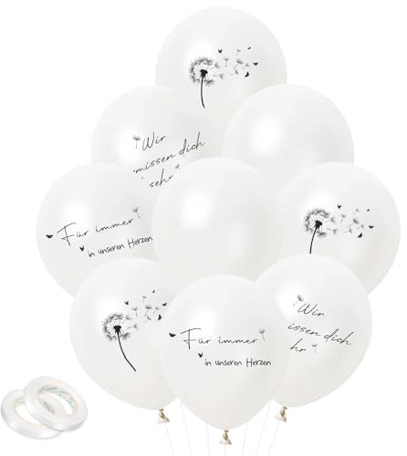 28 Stück Trauer Luftballons,Trauerfeier Latexballons,Gedenken Begräbnis Luftballons,Wir Vermissen dich Luftballons,Für immer in Unseren Herzen,Weiß Beerdigung Deko,für Trauerfeier Beerdigung Jubiläum