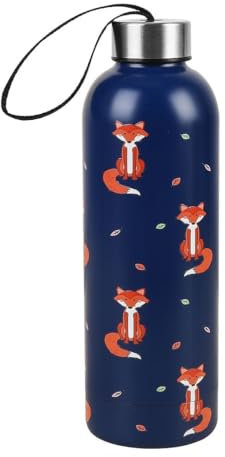 Eco Chic Reusable Thermal Bottle Stainless Steel Leakproof Insulated Water Bottle (Foxes Navy)