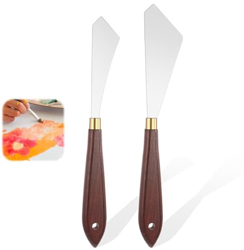 JJUNW 2 rascadores mezcladores de pintor, cuchillo de pintura de acero inoxidable para pinturas acrílicas, espátula, pintura acrílica, cuchillo para pasta estructural, acuarela, pintura al óleo