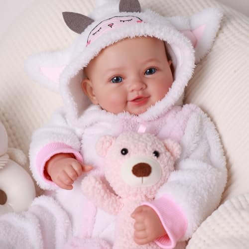 BABESIDE Muñeca Bebé Realista de 43 cm, con Cuerpo Suave, Dulce y Sonriente, con Atuendo y Accesorios para Niñas a Partir de 3 Años, Regalos y Colección