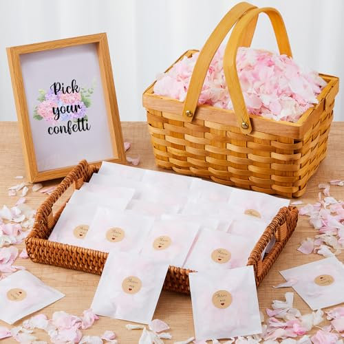 Wavwavw 55 Pack Biodegradable Confetti 2.12 Oz Pink White Dried Hydrangea Flower Petals with 60 Pcs Throw Me Stickers Confetti Biodegradable Flower Petals for Wedding Ideas Valentines Day Decor