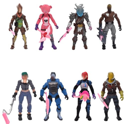 ADYEKSD Modelli Figure Giochi 8 Pezzi Fortn Modello Giocattolo Dettagliate da 4.5 Pollici con Strumenti di Raccolta Festa a Tema Compleanno,per Festa dei Bambini