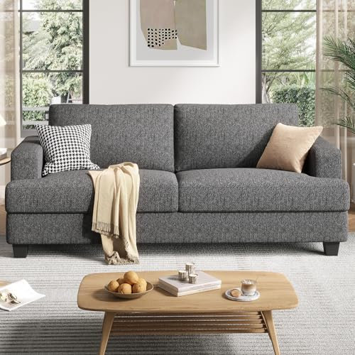 COPIAE 213CM Großes Zweisitzer-Couch, Hochbelastbares Bequemes Sofa, Leinenstoff 2-Sitzer-Couch mit Holzrahmen& Gepolstertem Kissen, Modernes Sofa mit tiefer Sitzfläche für Schlafzimmer Büro