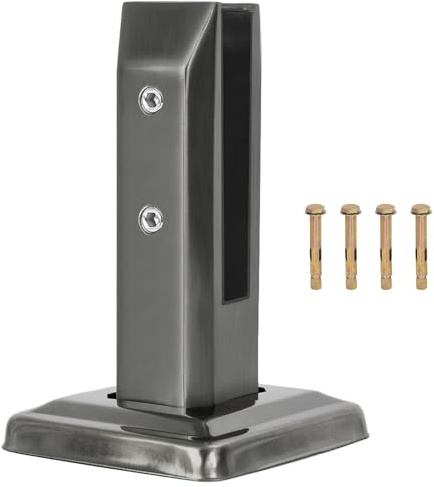 OUUTMEE Set of 1 Pool Glass Clamps, 304 Stainless Steel Stairs Glass Clamps, 8-12mm Adjustable Glass Brackets, Square Glass Railing Clamps Glass Spigots for Railing/Balcony/Balustrade, Black