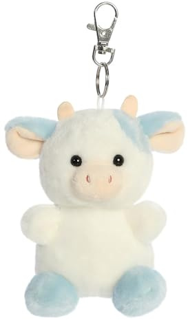 AURORA 34119, Palm Pals Skyla Blueberry Cow Clip-On, 10cm, Soft Toy, White