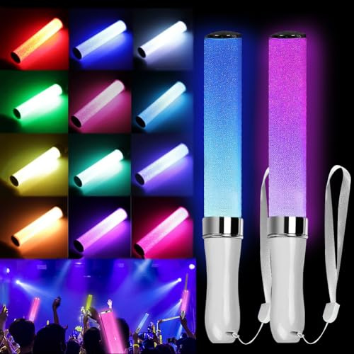 RANJIMA Leuchtstäbe, 2 Stück LED-Leuchtstäbe 15 Farben Erwachsene Partyartikel Set Leuchtstab ideal für Neon-Partyzubehör Geburtstage Partys Karneval Konzerte Festivals Events Neujahr