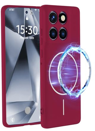 YUXING Funda Magnética para Motorola Edge 60 Fusion/Edge 60, Silicona | Líquida, Compatible con MagSafe, Antigolpes, Antiarañazos, Suave al Tacto, Antideslizante, Forro de Microfibra-Rojo