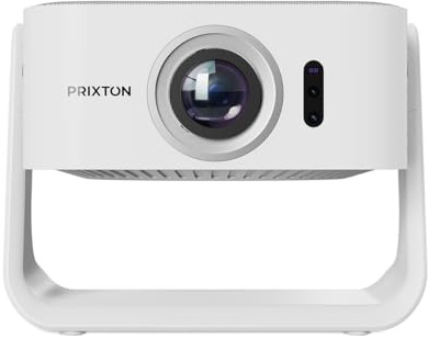 PRIXTON Tragbare Beamer WLAN Renoir, 7.000 Lumen, 280 ANSI Lumen, Integrierte Lautsprecher (2 x 5 W), Full HD 1080p LED‑Auflösung, Fernbedienung, 40” bis 120”, Anschluss HDMI/USB/AC IN
