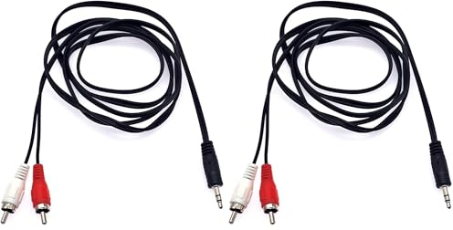 JZK 1.5M RCA to 3.5mm aux cable, speaker wire to RCA red white connector plug, phono male cable to 3.5 audio jack, headphone jack to phono adapter lead, Hifi adaptor cable (Pack of 2)