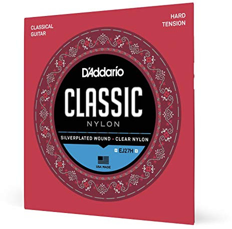 Cuerdas de nylon para guitarra clásica D'Addario Student, EJ27H, tensión dura, juego de 6 cuerdas, paquete de 1