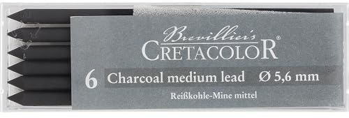 Cretacolor Charcoal Lead, Charcoal Lead Medium Box of 6