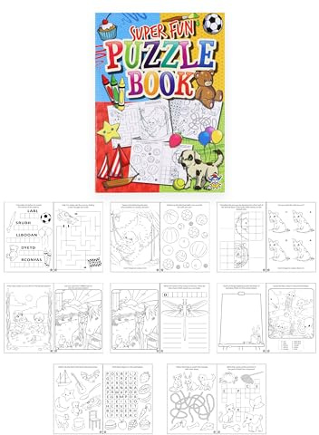 HENBRANDT 10x Mini Super Fun Puzzle Books for Kids A6 Activity Book Colouring Book Wordsearch Fun Party Favour Stocking Fillers Xmas Colouring Books for Boys and Girls