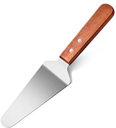 New Star Foodservice Stainless Steel Pie Server with Wood Handle, 10-Inch Restaurant Grade Cake, Pie, Pizza Slice, and Dessert Serving Spatula