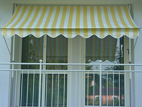 Angerer Klemmmarkise Standard - Markise für Sonnenschutz - Montage ohne Bohren und Dübeln - ideale Balkonmarkise für Mietwohnungen (400 cm, Gelb-Weiß)