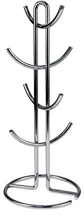 Spectrum Mugs & Tea Cup Storage Rack, Coffee Counter Bar Accessory & Kitchen Organizer, Metal, Chrome, L