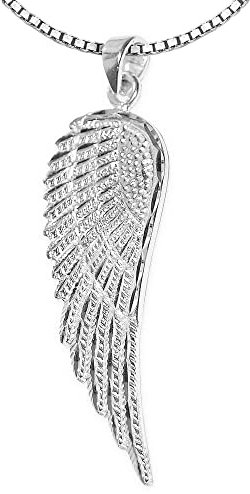 CLEVER SCHMUCK Set Silberner Anhänger großer Flügel 36 cm glänzend im Diamantschliff mit Kette Venezia 50 cm Sterling Silber 925