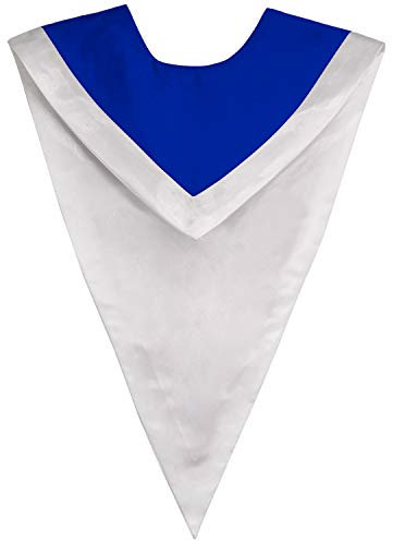 IvyRobes Unisex Glänzend V-Form Chor Gestohlen mit Grenze für Erwachsene Stola Klerus Kirche Kostümstolen Königsblau/Weiß