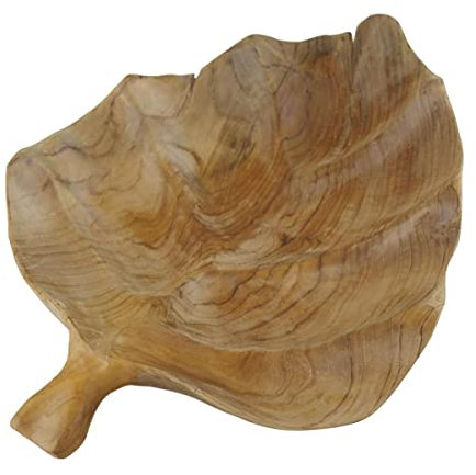 Casablanca Teak Schale Teller 35cm Blattform Teakholz Dekoschale Holzschale Dekoteller