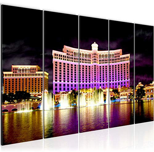 Runa Art Bild Las Vegas Wandbilder auf Vlies Leinwand 5 Teilig Wanddekoration Wohnzimmer Schlafzimmer 601256a