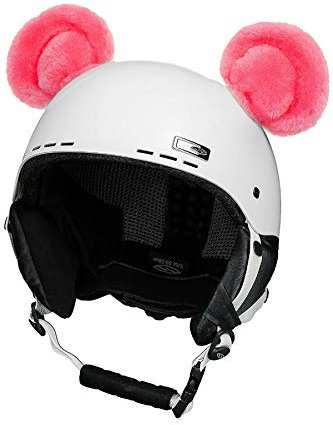 Crazy Ears Helm-Accessoires Biene Teddy Maus Katze. Ski-Ohren geeignet für Skihelm Motorradhelm Fahrradhelm und vieles mehr. Helm Dekoration für Kinder und Erwachsene, CrazyEars:Pinker Bär