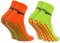 Rainbow Socks - Damen Herren Neon Sneaker Sport Stoppersocken - 2 Paar - Orange Grün - Größen 36-38