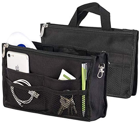 Xcase Taschen Organizer: Handtaschen-Organizer, RFID-Schutz, 13 Fächer, 26 x 16 x 8 cm, schwarz (Handtaschen klein, Taschenorganizer klein, Umhängetasche)