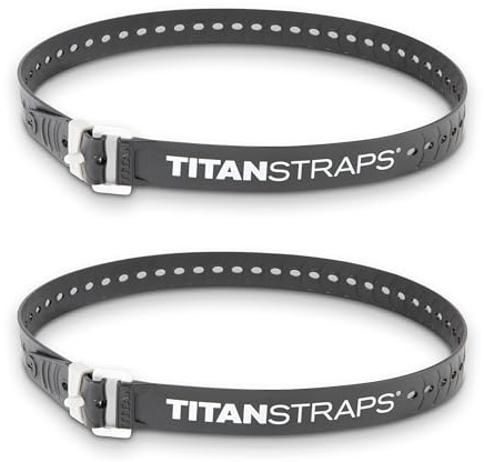 Industriella remmar i titan – säkerhetsrem set för att säkra klyftor, lastcyklar, trädgårdsslangar, träarbetsprojekt – 32 kg. Arbetsbelastning, 36 tum längd, svart, 2-pack