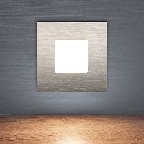 max K O M F O R T 6er SET LED Treppenbeleuchtung 230V warmweiß 0,5W ECKIG Aluminium Treppenleuchte Wand Einbauleuchte Einbaustrahler Treppenlicht Flurleuchte 6103S